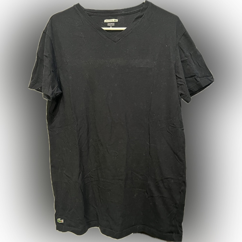 Lacoste Black Short Sleeve V-Neck Tee